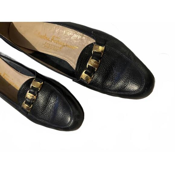 Salvatore Ferragamo Shoes - Salvatore Ferragamo Women's Leather Loafers with Gold Detail